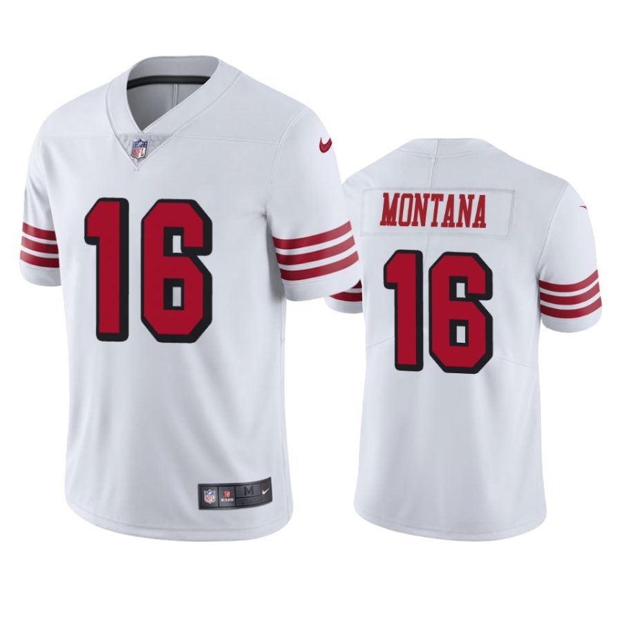 mens 49ers joe montana white color rush limited jersey