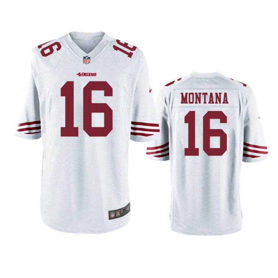 mens 49ers joe montana white game jersey