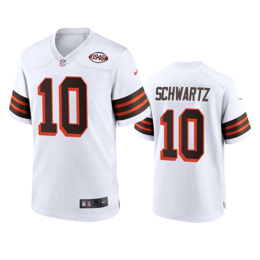 mens anthony schwartz browns white alternate game 1946 collection jersey