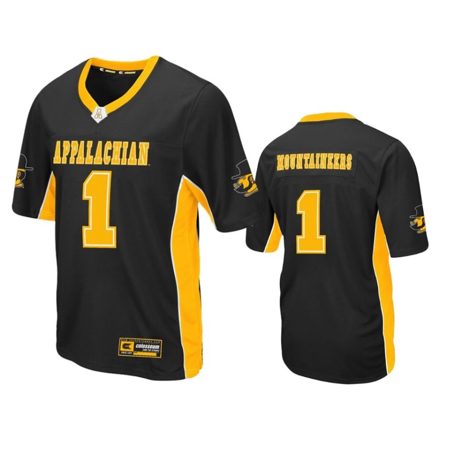 mens appalachian state mountaineers 1 black max power jersey