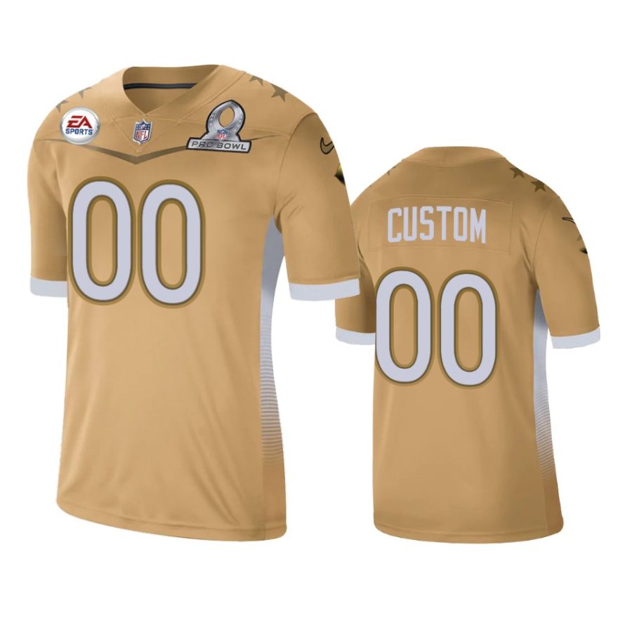 mens bears custom gold 2021 nfc pro bowl game jersey