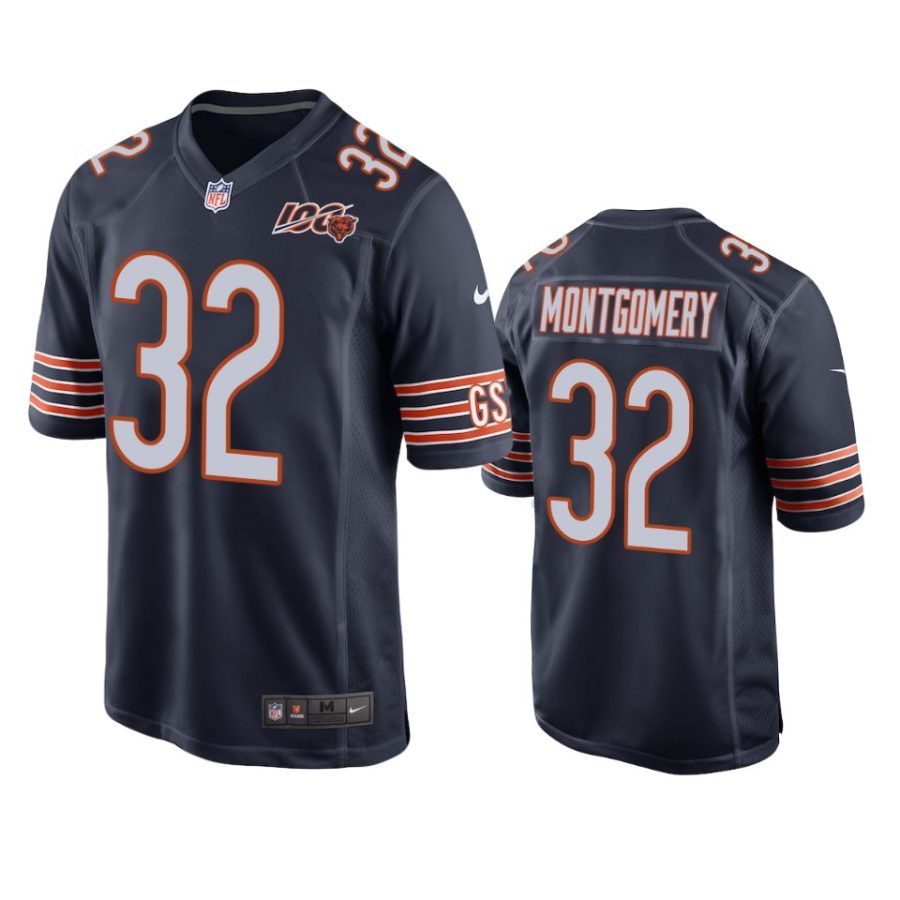 mens bears david montgomery navy 100th anniversary game jersey