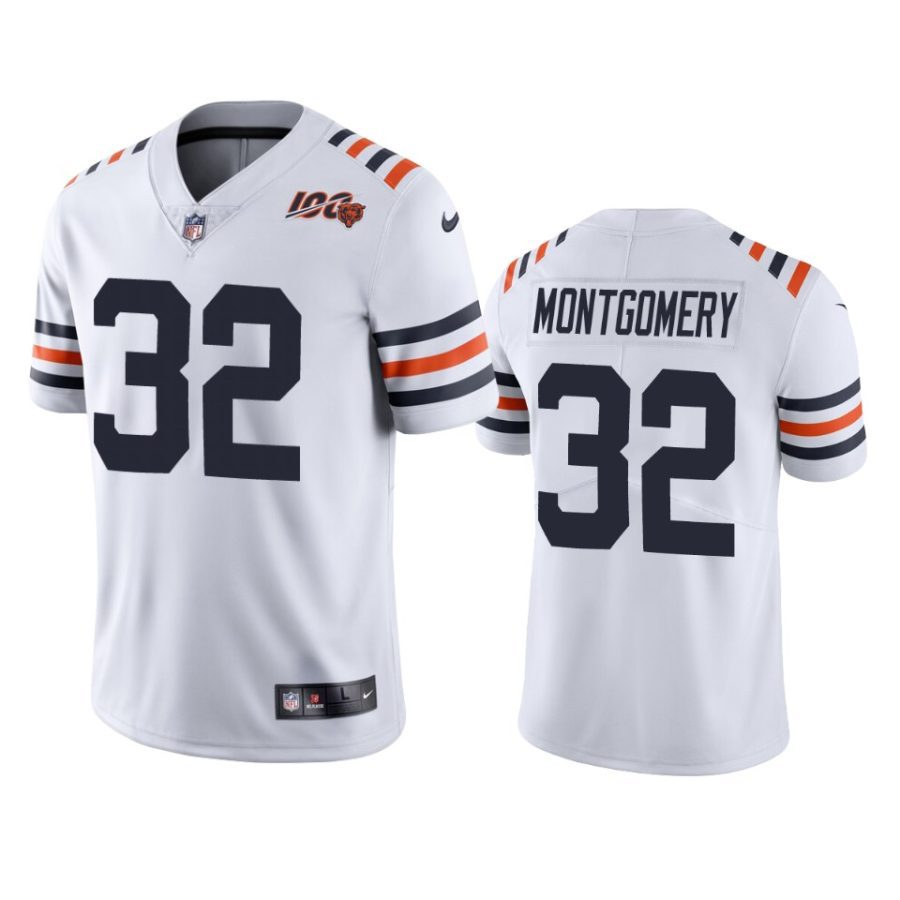 mens bears david montgomery white alternate classic limited 100th season jersey