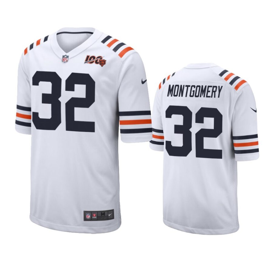 mens bears david montgomery white throwback 100th season game jersey