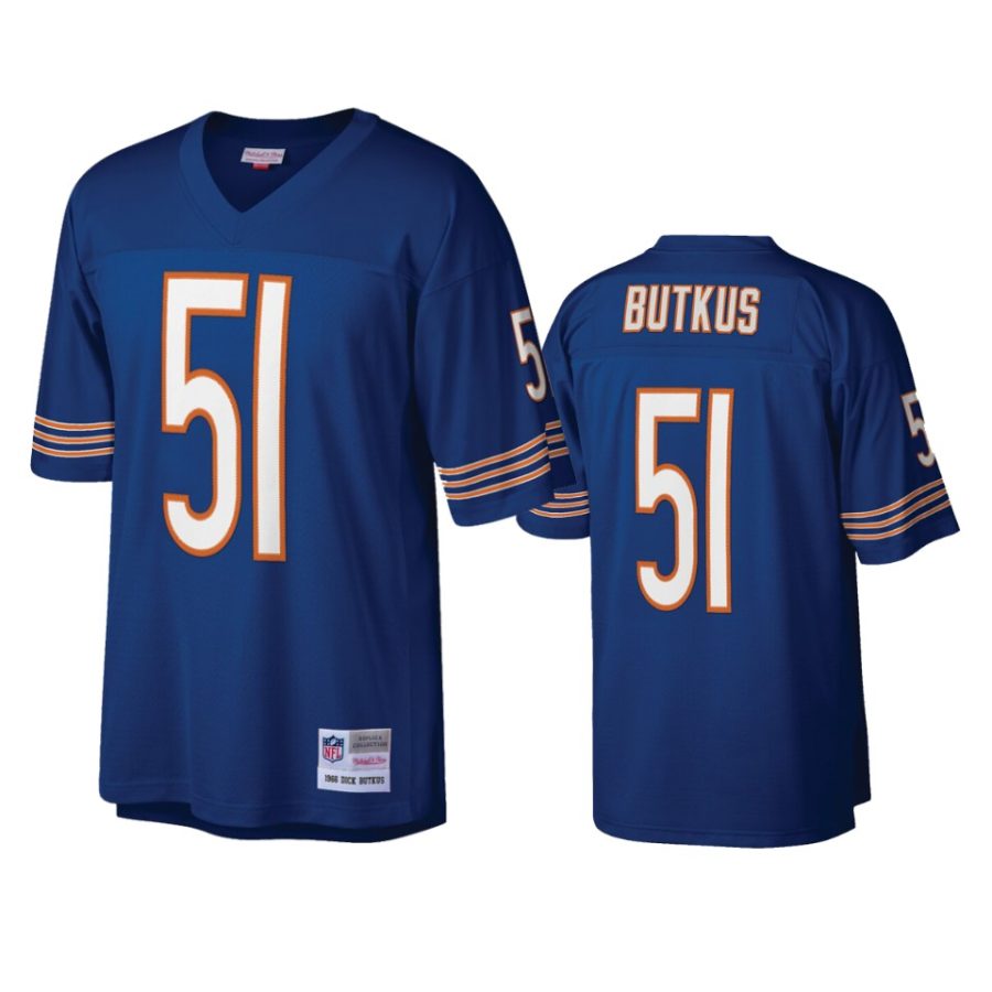 mens bears dick butkus navy blue replica jersey