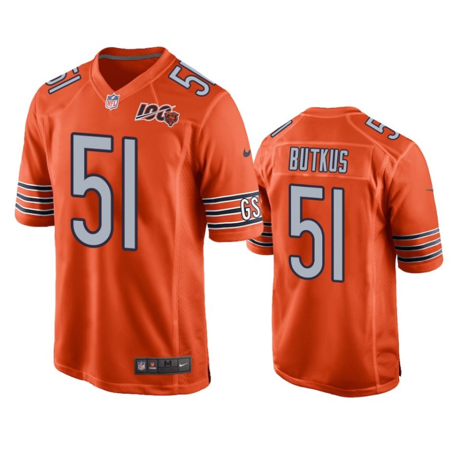 mens bears dick butkus orange 100th season game jersey