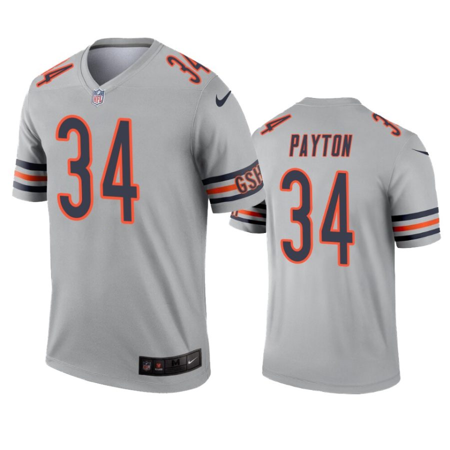 mens bears walter payton silver inverted legend jersey