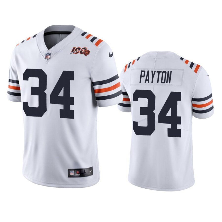 mens bears walter payton white alternate classic limited 100th season jersey