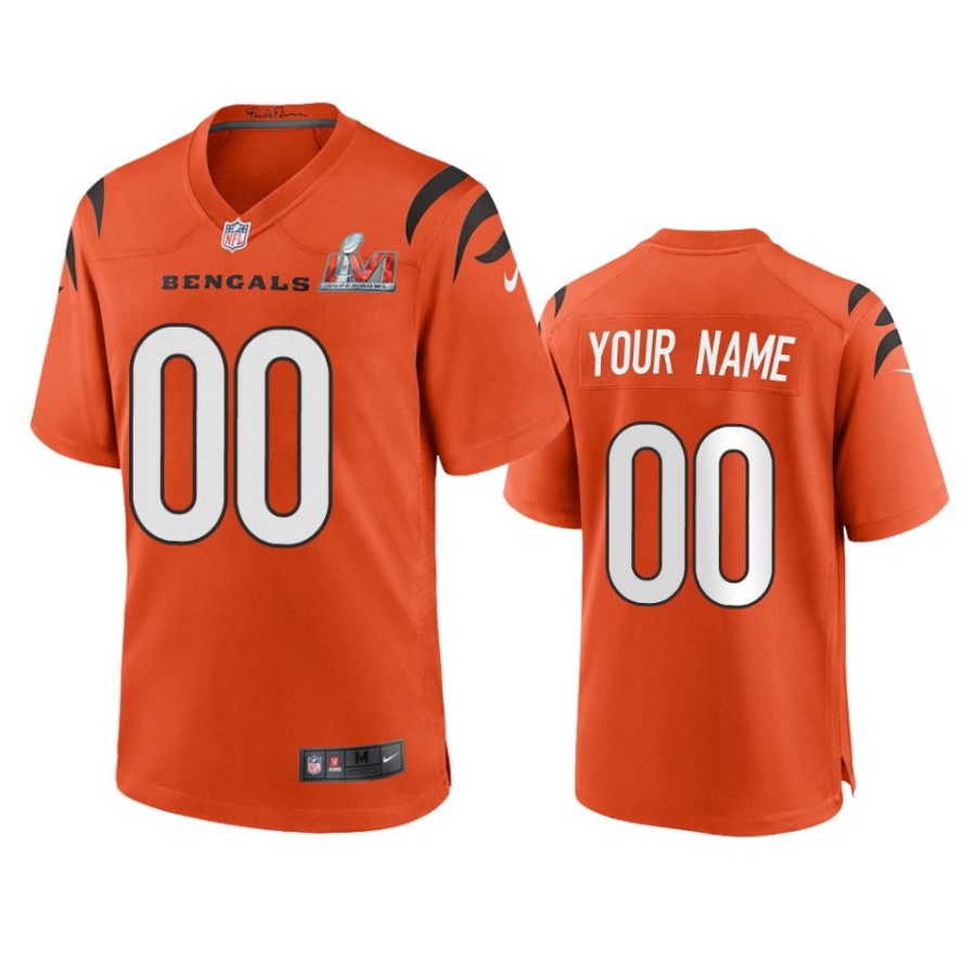 mens bengals custom orange super bowl lvi game jersey