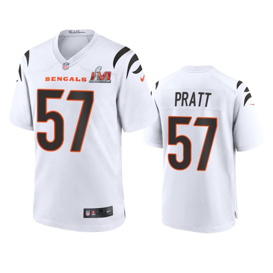 mens bengals germaine pratt white super bowl lvi game jersey