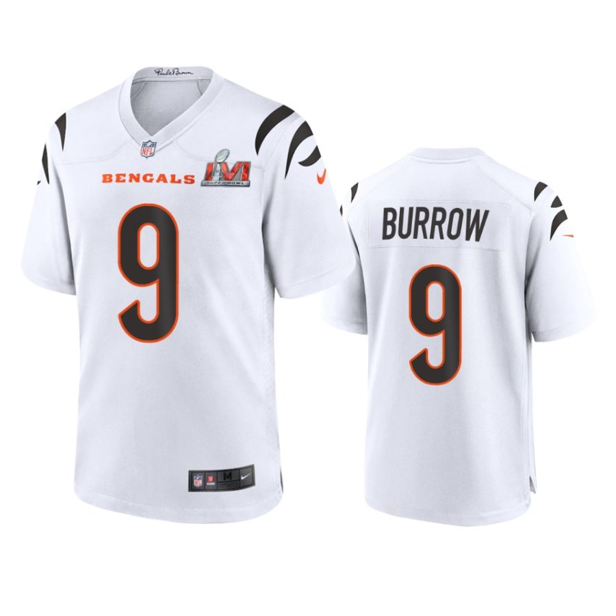 mens bengals joe burrow white super bowl lvi game jersey