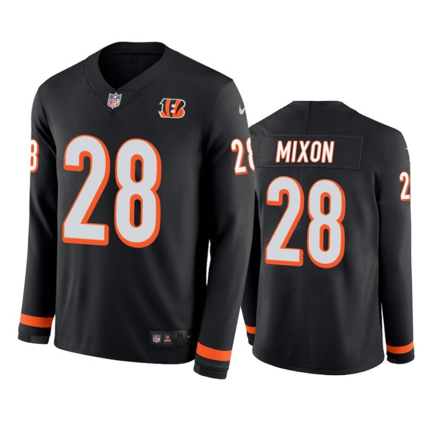 mens bengals joe mixon black therma long sleeve jersey