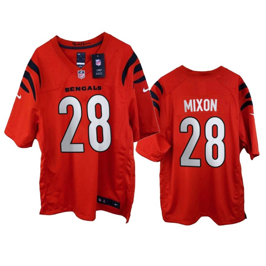 mens bengals joe mixon orange 2021 game jersey