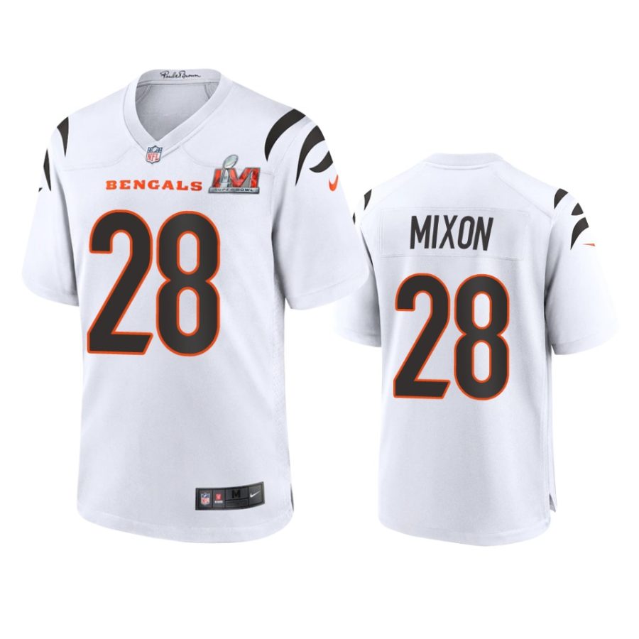 mens bengals joe mixon white super bowl lvi game jersey