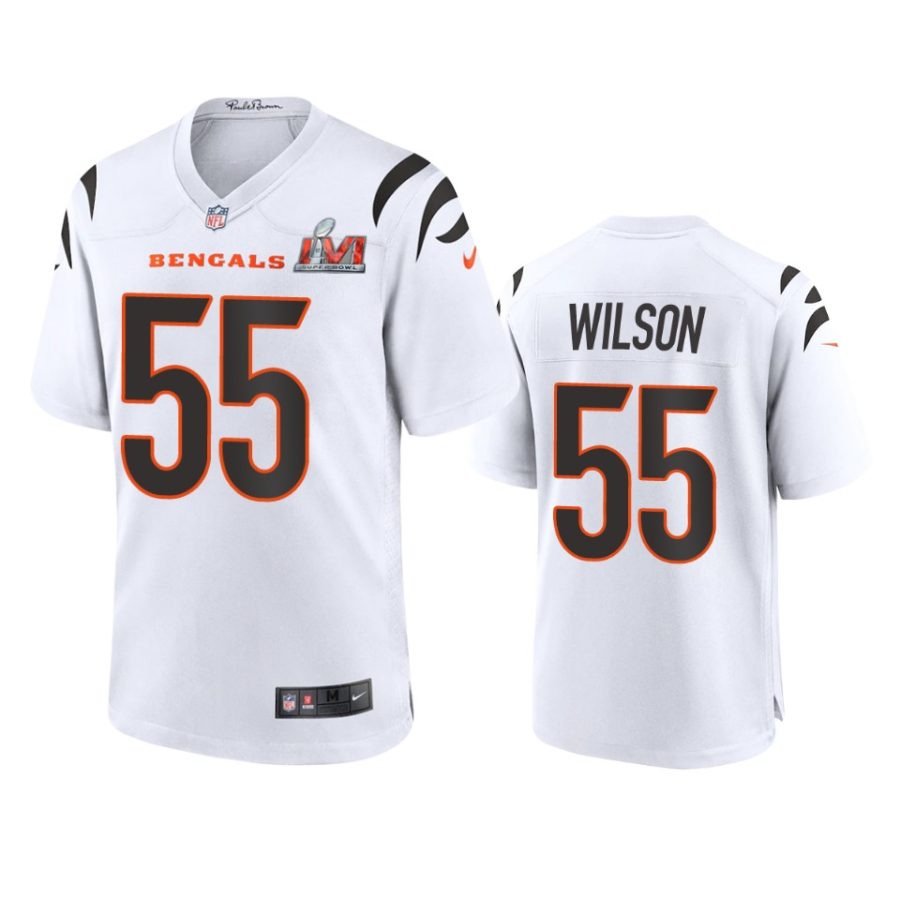 mens bengals logan wilson white super bowl lvi game jersey