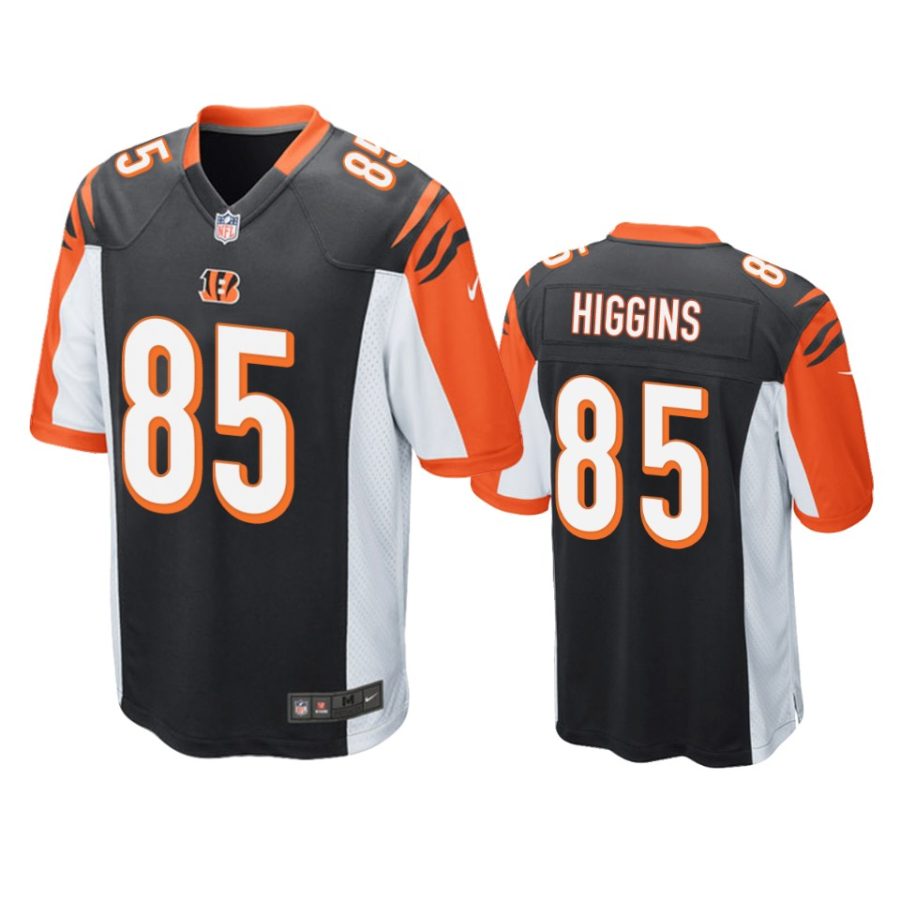 mens bengals tee higgins black game jersey