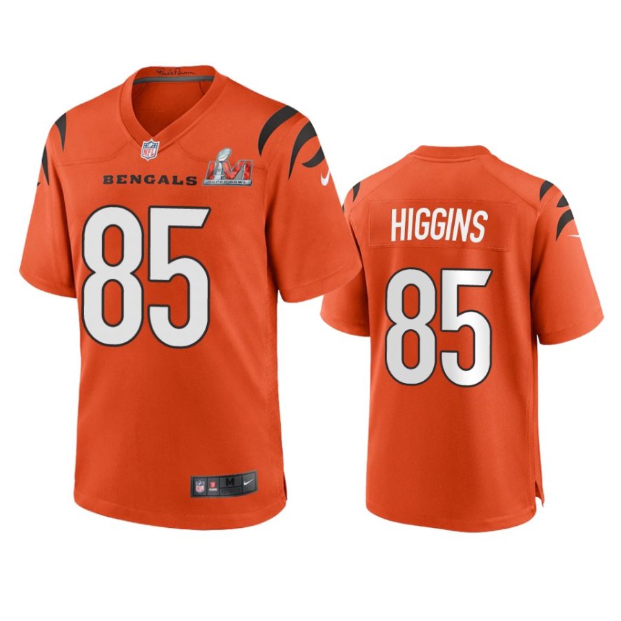 mens bengals tee higgins orange super bowl lvi game jersey