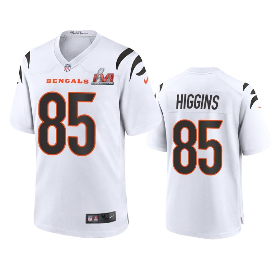 mens bengals tee higgins white super bowl lvi game jersey