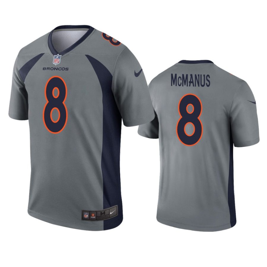 mens broncos brandon mcmanus gray inverted legend jersey