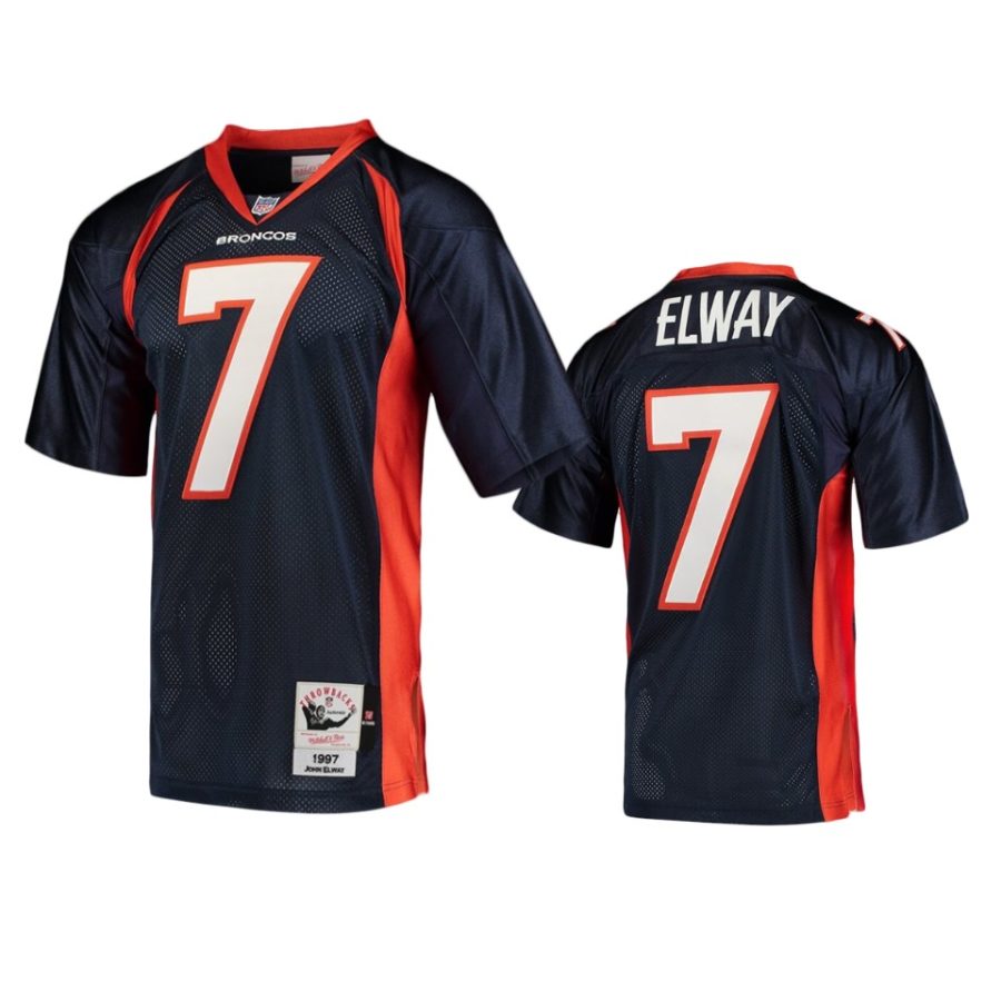 mens broncos john elway navy throwback 1997 authentic jersey