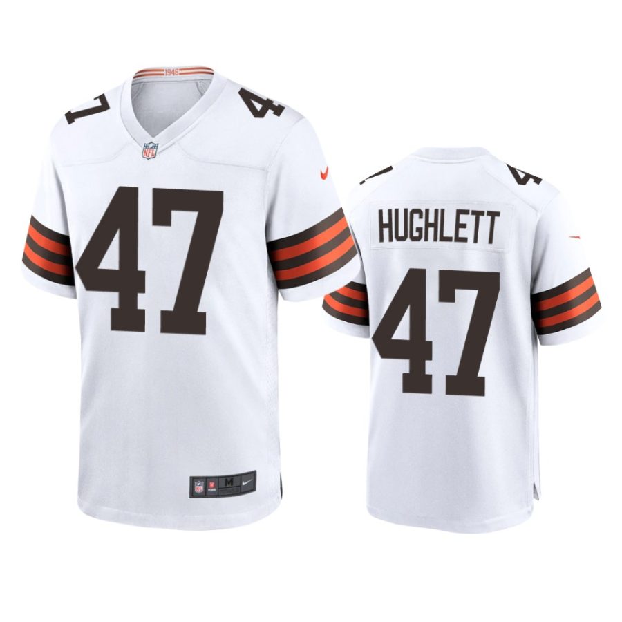 mens browns charley hughlett white 2020 game jersey