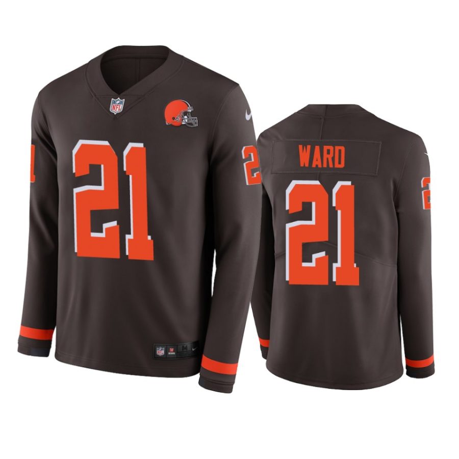 mens browns denzel ward brown therma long sleeve jersey