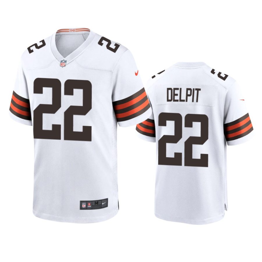 mens browns grant delpit white game jersey