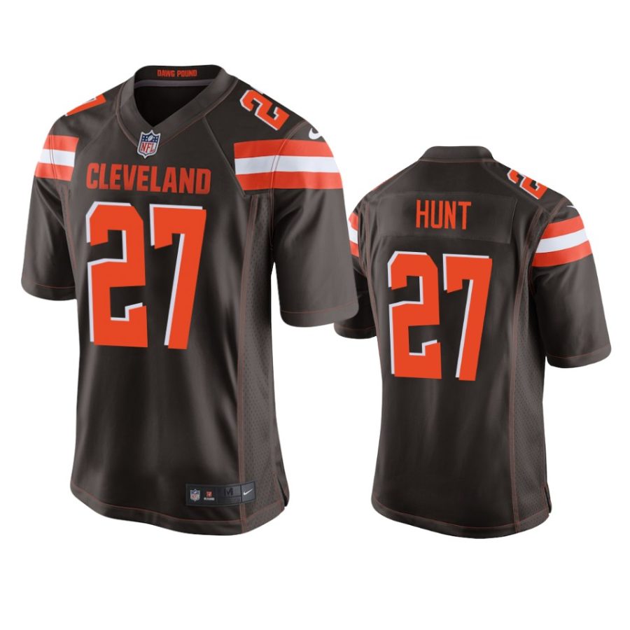 mens browns kareem hunt brown game jersey