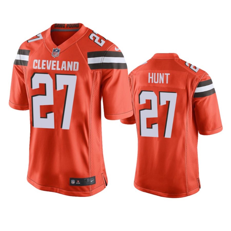 mens browns kareem hunt orange game jersey