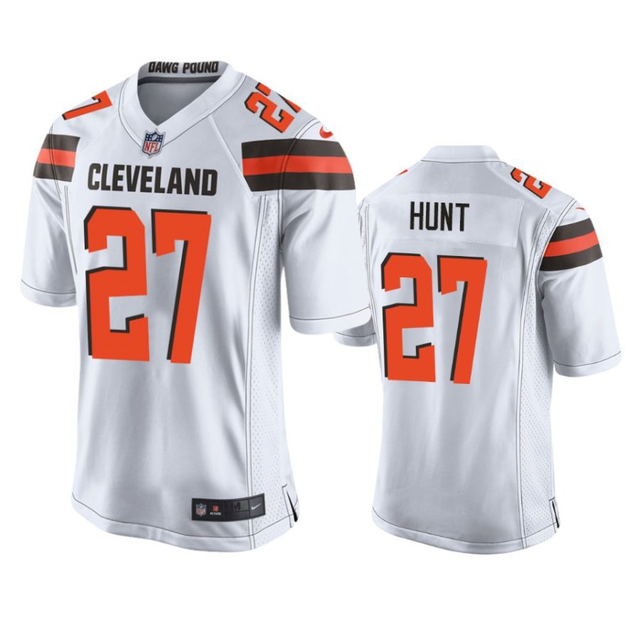 mens browns kareem hunt white game jersey