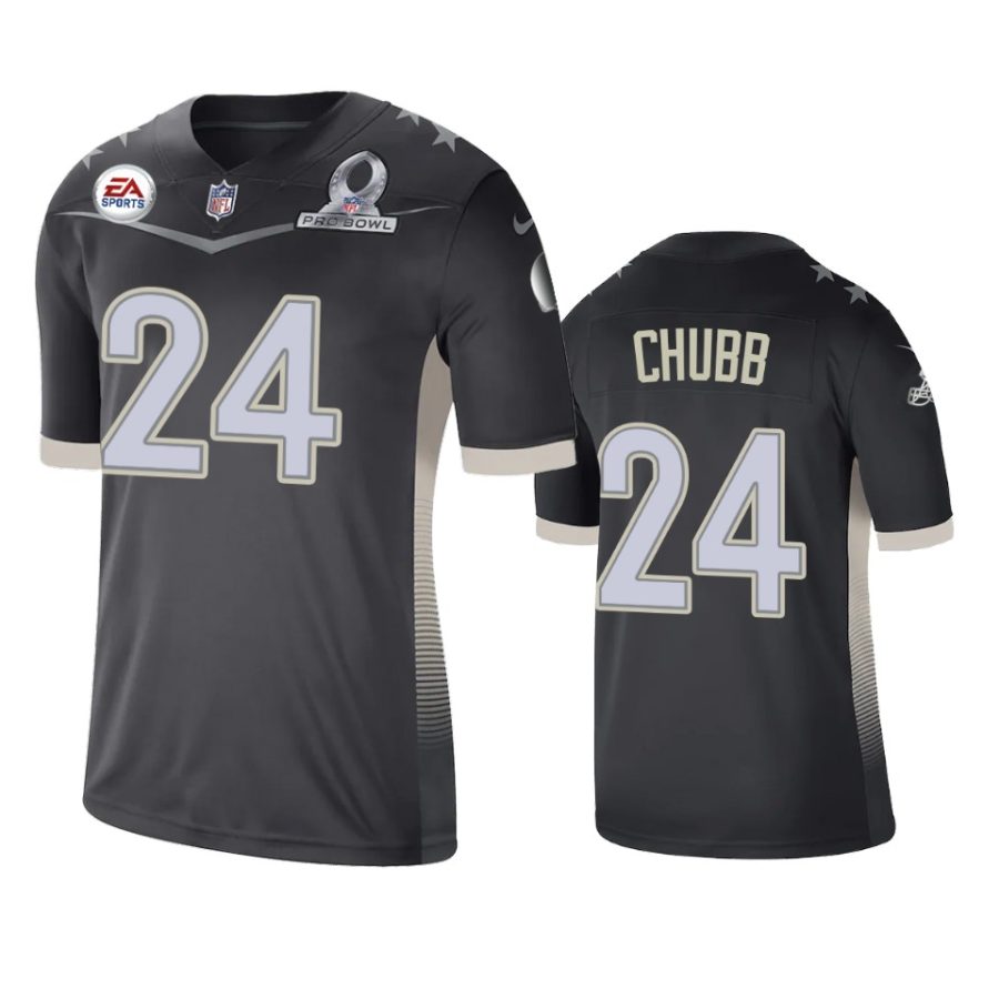 mens browns nick chubb anthracite 2021 afc pro bowl game jersey