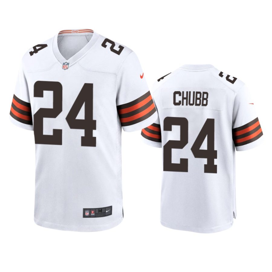 mens browns nick chubb white 2020 game jersey