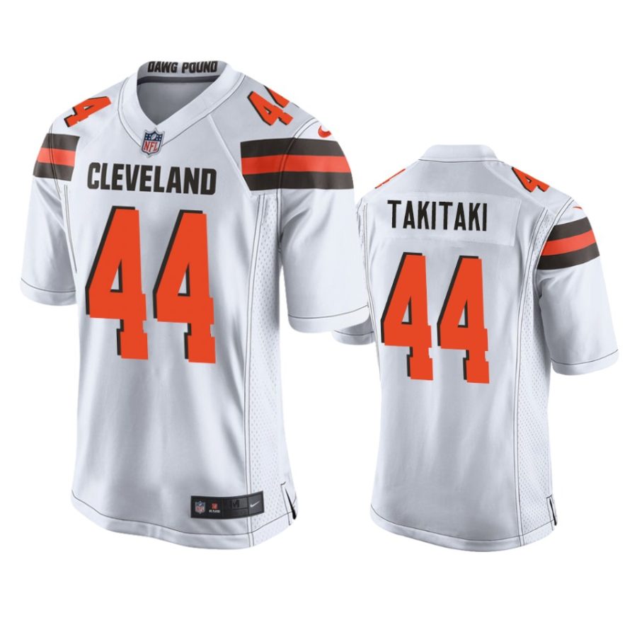 mens browns sione takitaki white game jersey