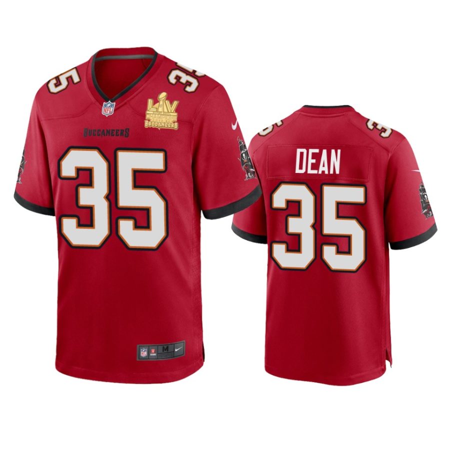 mens buccaneers jamel dean red super bowl lv champions game jersey