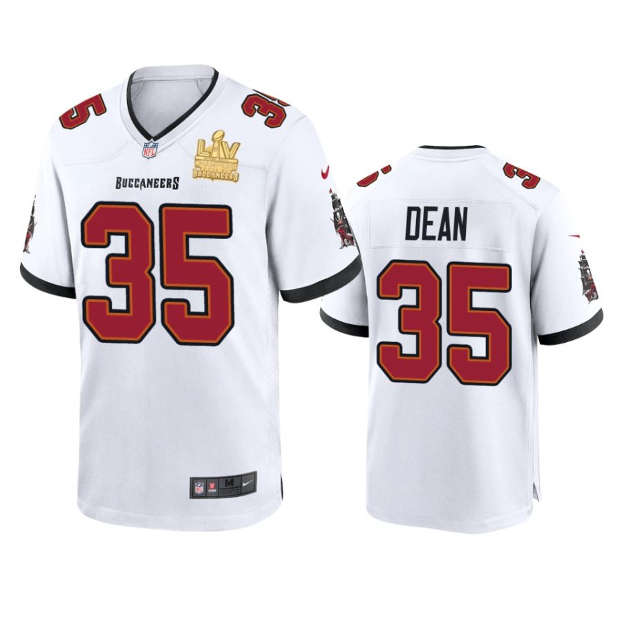 mens buccaneers jamel dean white super bowl lv champions game jersey