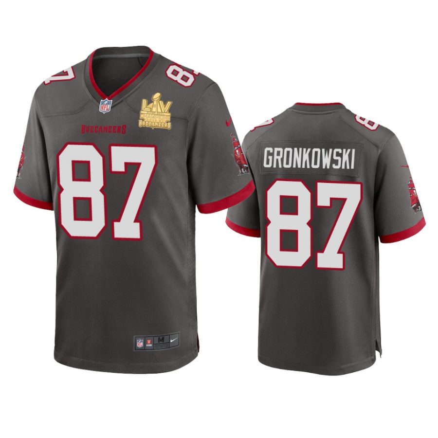 mens buccaneers rob gronkowski pewter super bowl lv champions game jersey