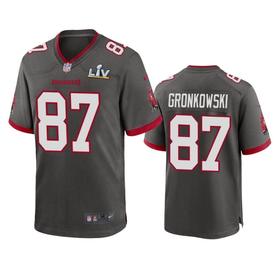 mens buccaneers rob gronkowski pewter super bowl lv game jersey