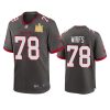 mens buccaneers tristan wirfs pewter super bowl lv champions game jersey
