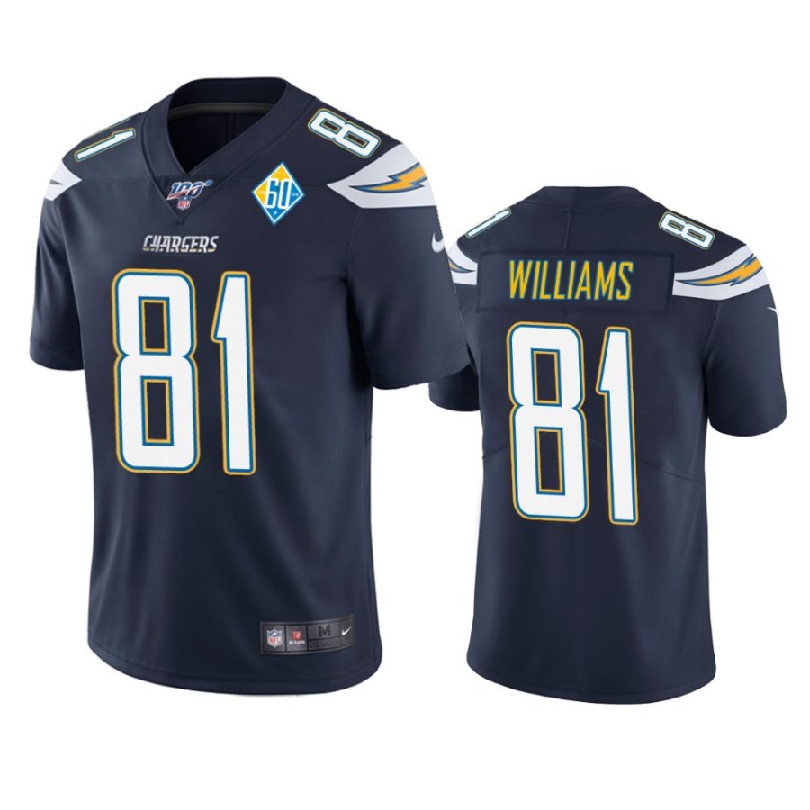 mens chargers mike williams navy 60th anniversary vapor limited jersey