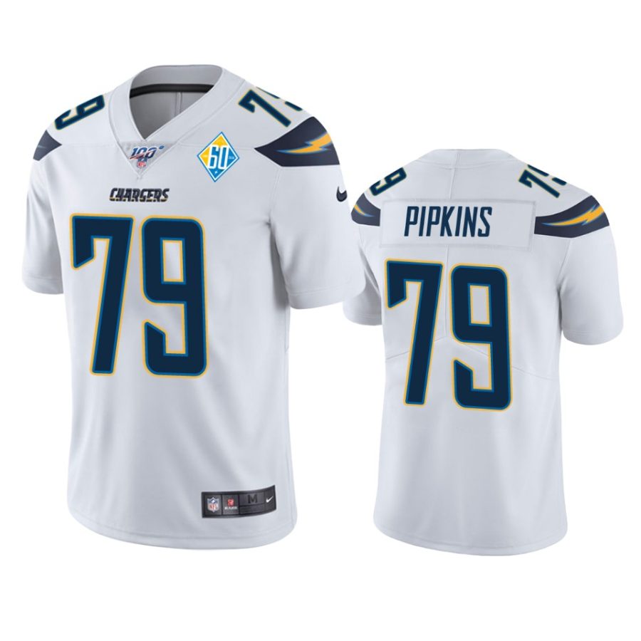 mens chargers trey pipkins white 60th anniversary vapor limited jersey