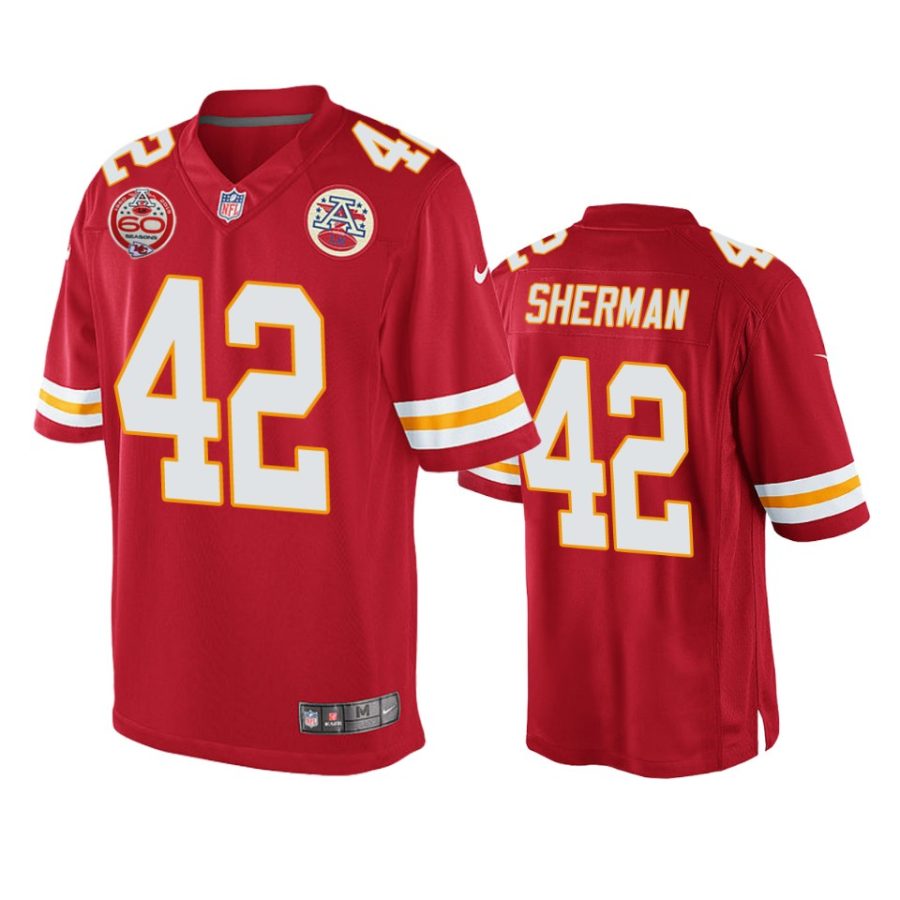 mens chiefs anthony sherman red 60th anniversary game jersey