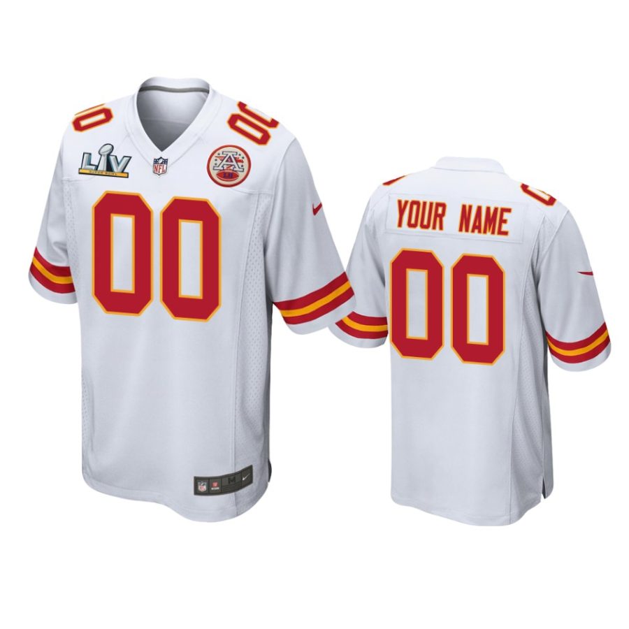 mens chiefs custom white super bowl lv game jersey