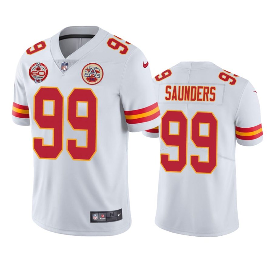 mens chiefs khalen saunders white 60th anniversary vapor limited jersey