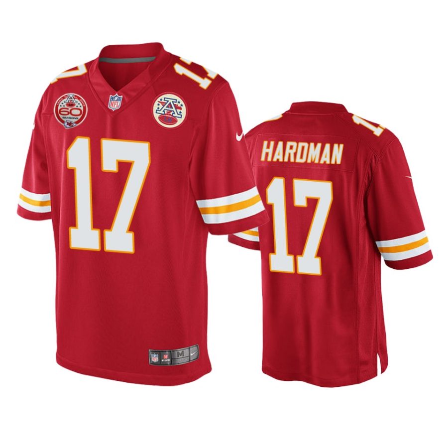 mens chiefs mecole hardman red 60th anniversary game jersey