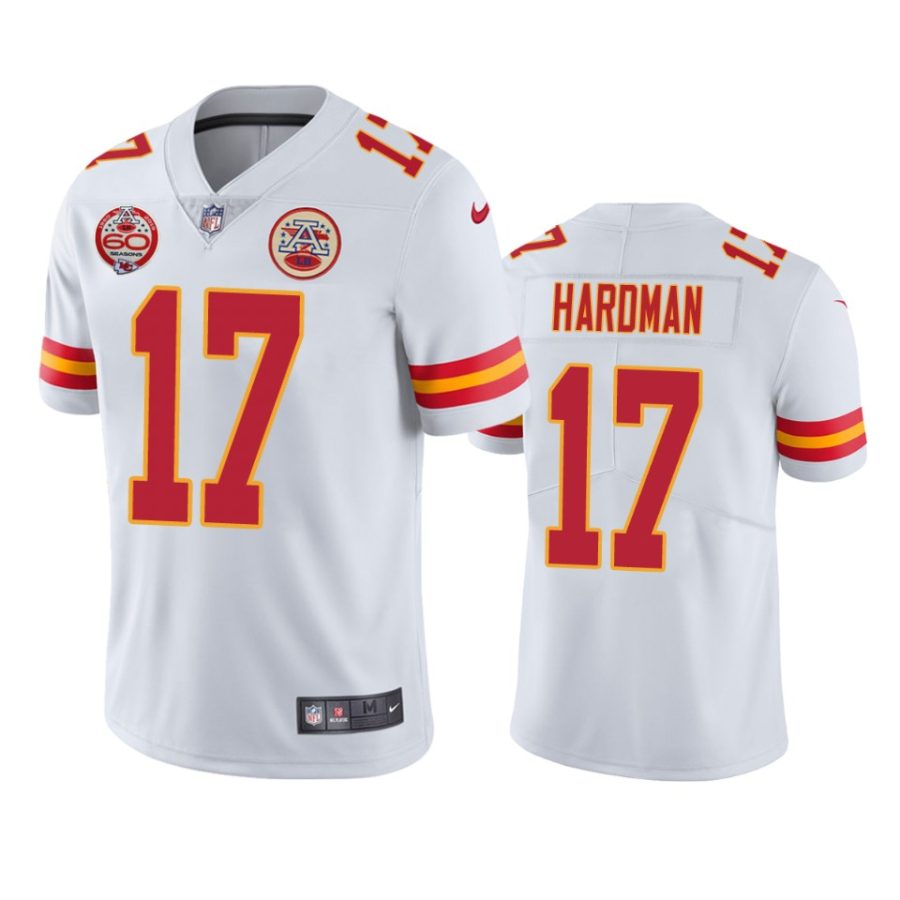 mens chiefs mecole hardman white 60th anniversary vapor limited jersey