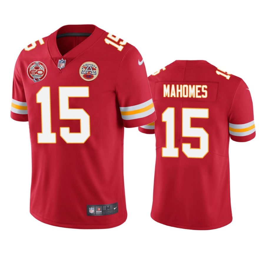 mens chiefs patrick mahomes red 60th anniversary vapor limited jersey