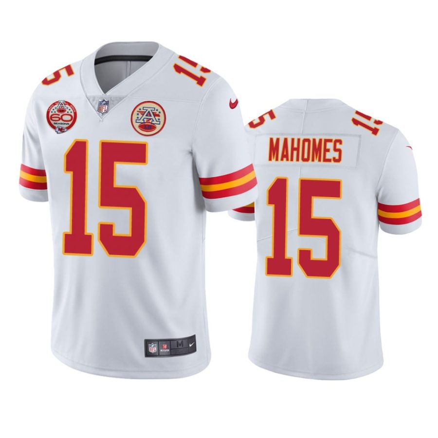 mens chiefs patrick mahomes white 60th anniversary vapor limited jersey