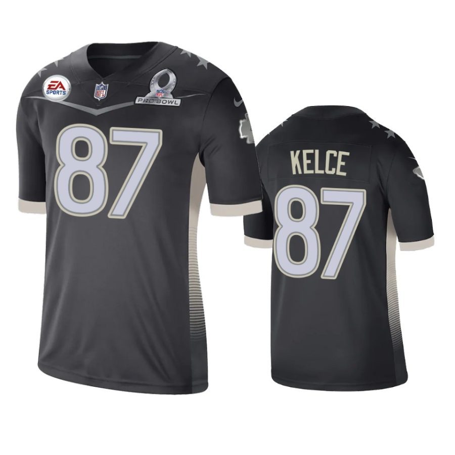 mens chiefs travis kelce anthracite 2021 afc pro bowl game jersey