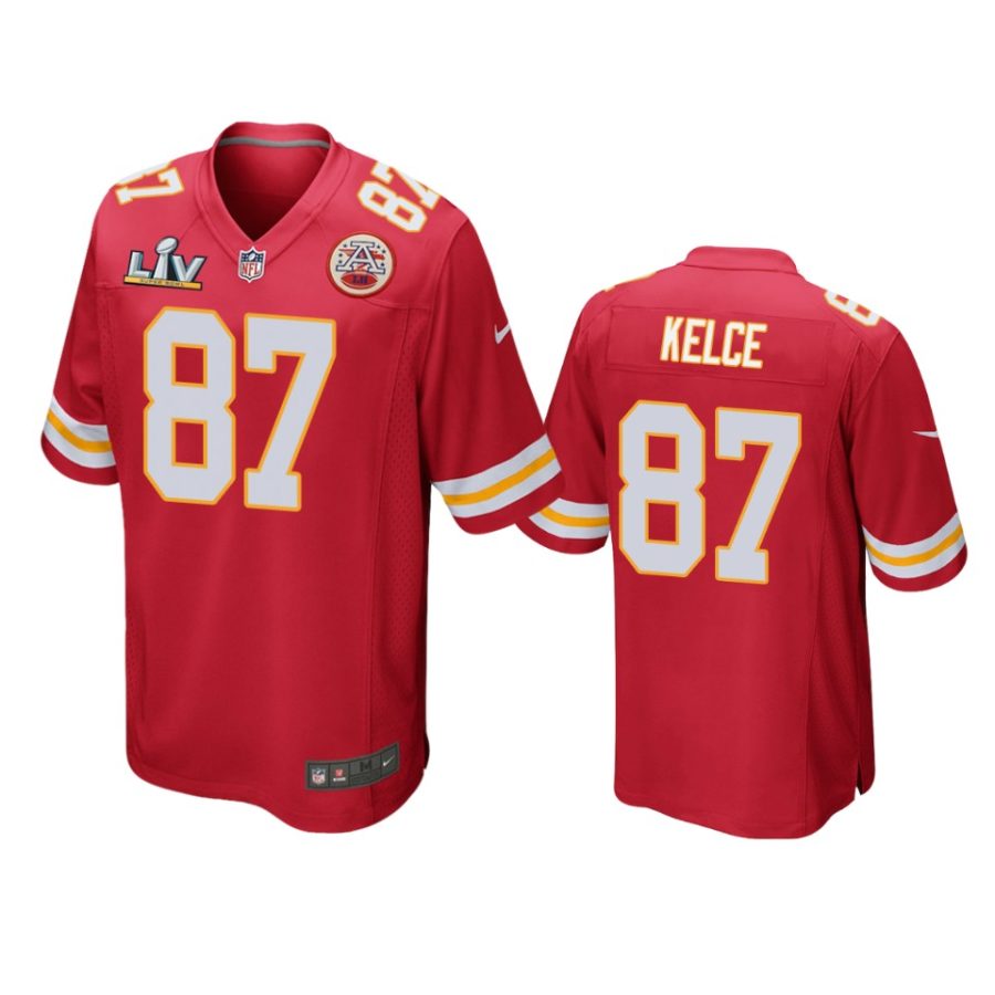 mens chiefs travis kelce red super bowl lv game jersey