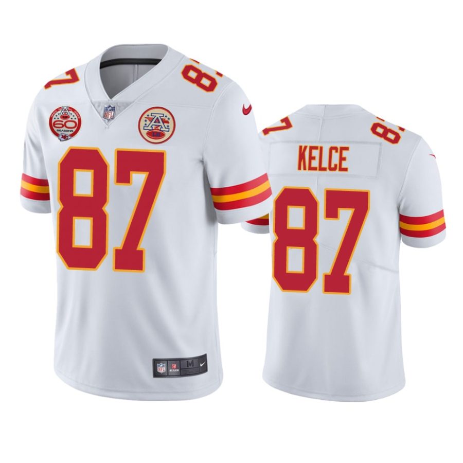 mens chiefs travis kelce white 60th anniversary vapor limited jersey